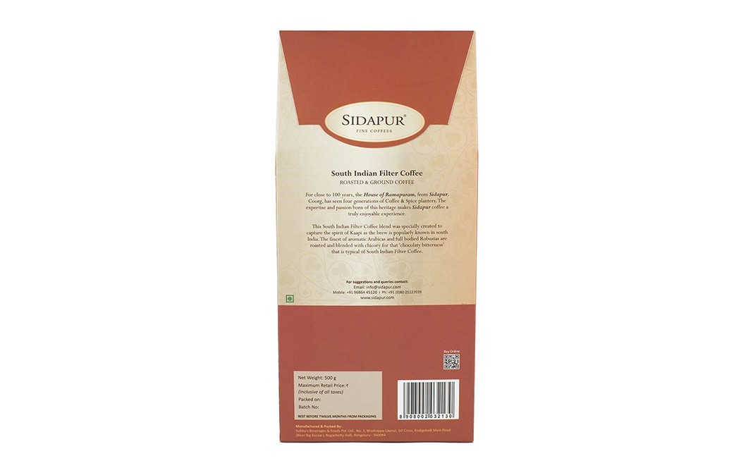 Sidapur South Indian Filter Coffee    Pack  500 grams